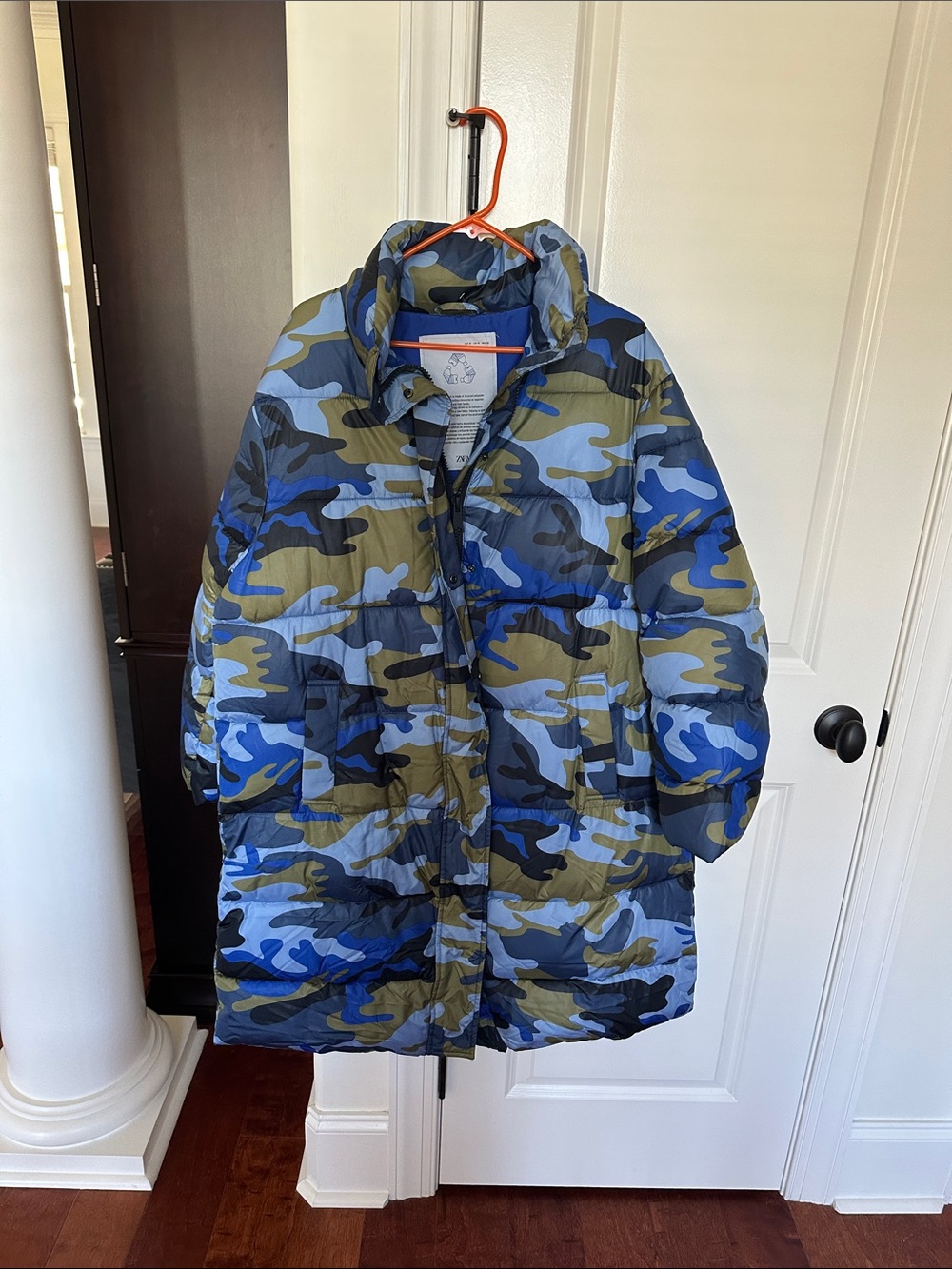 Zara Blue & Olive Camo Puffer Jacket